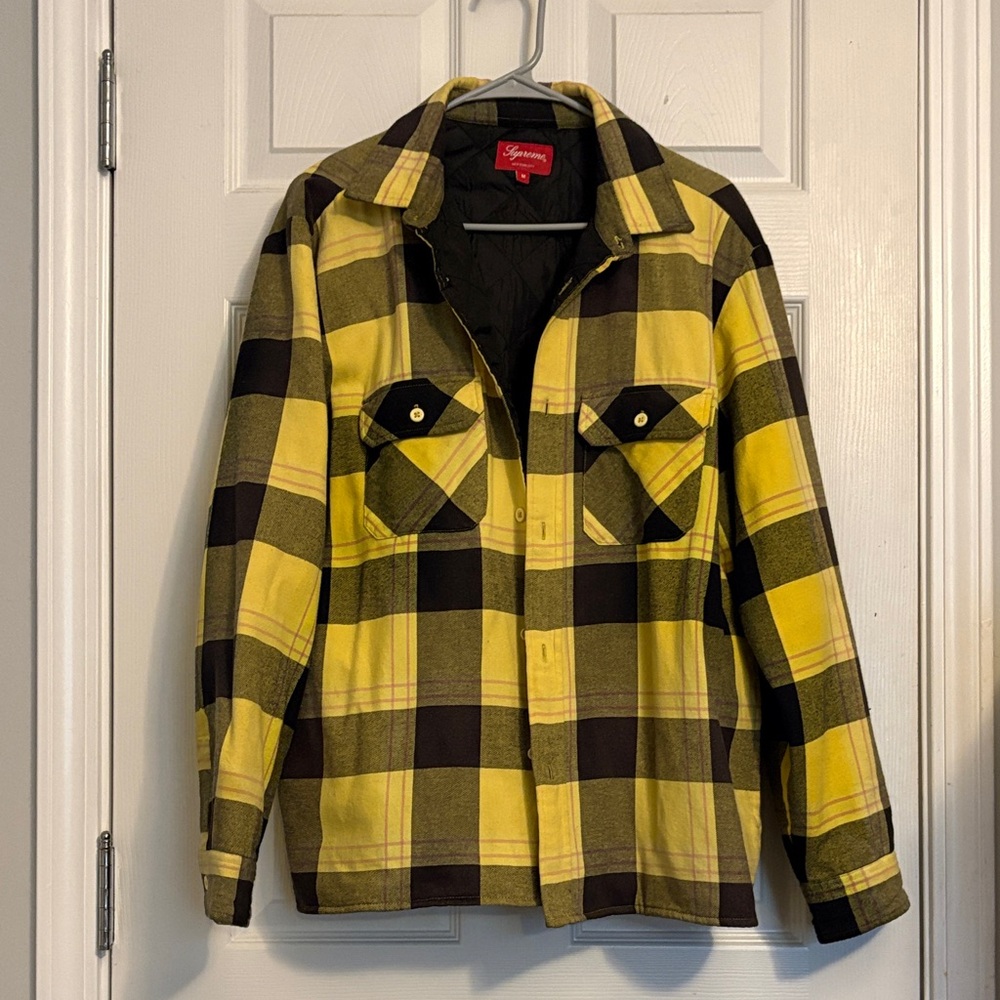 Supreme Yellow and Black Checkered Shirt Jacket
